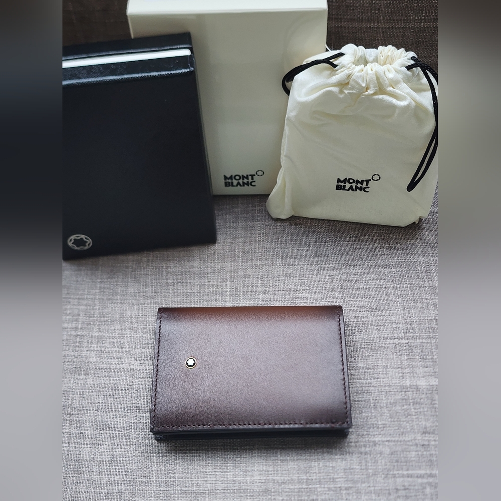 New Montblanc Meisterstuck Bifold Sfumato Brown Leather Card Holder #113167